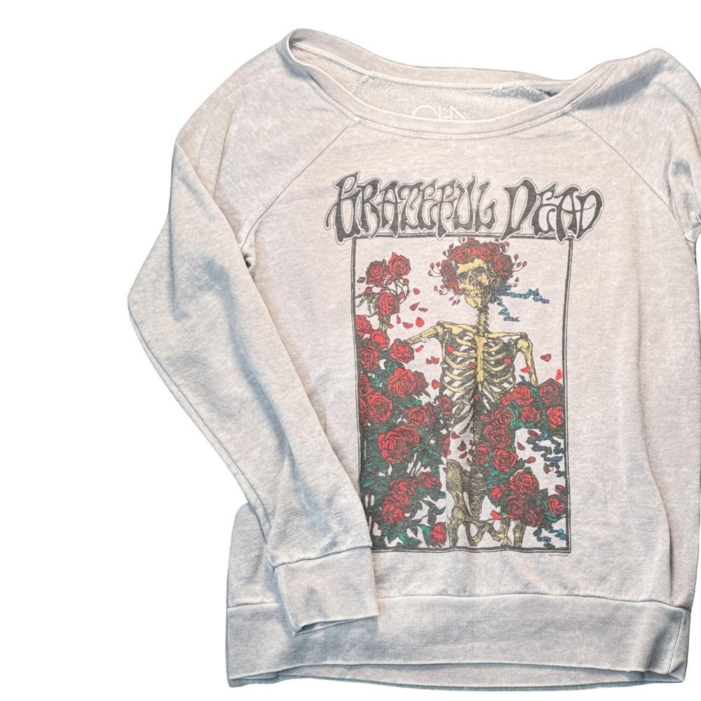 Chaser Grateful Dead Sweatshirt Bertha Skeleton Roses Womens Small 2012 USA